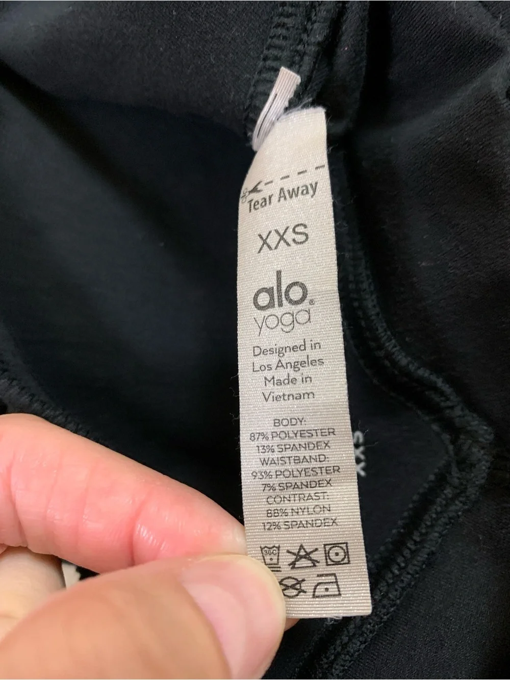 Alo Yoga Tear Away Black High Rise Performance Leggings XXS Athletic Yoga Pants